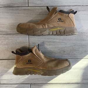 NEW GUYISA Men's Welder Safety Shoes Anti-Scalding Steel ToeBoots, Tan, size 13